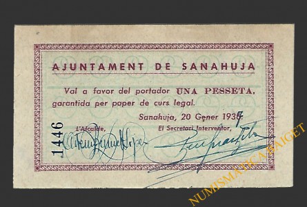 Sanahuja (Lleida)) 1 pesseta 20 de gener del 1937
