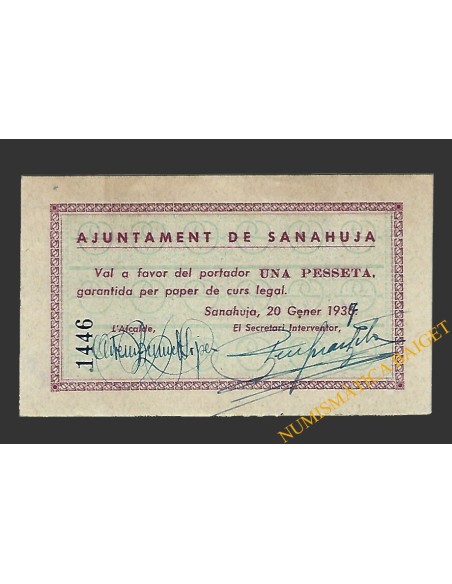 Sanahuja (Lleida)) 1 pesseta 20 de gener del 1937