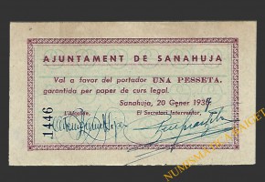 Sanahuja (Lleida)) 1 pesseta 20 de gener del 1937