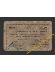 SANT GUIM DE FREIXANET (Lleida) 50 cèntims  17 de maig del 1937