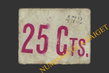 SANT POL DE MAR (Barcelona) 25 cèntims 18 d'agost del 1937 (segell rosat)
