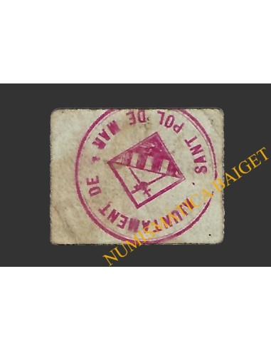 SANT POL DE MAR (Barcelona) 25 cèntims 18 d'agost del 1937 (segell rosat)