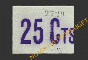 SANT POL DE MAR (Barcelona) 25 cèntims 18 d'agost del 1937 (segell lila)