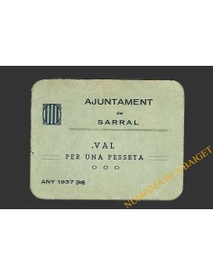SARRAL (Tarragona) 1 pesseta 1937
