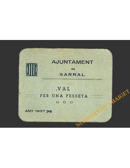 SARRAL (Tarragona) 1 pesseta 1937