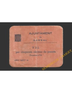 SARRAL (Tarragona) 0'50 pessetes 1937
