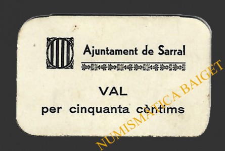 SARRAL (Tarragona) 50 cèntims 1937