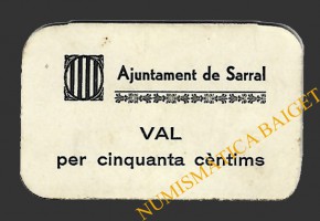 SARRAL (Tarragona) 50 cèntims 1937