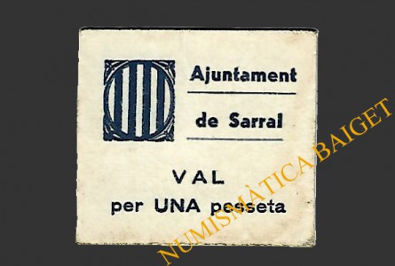 SARRAL (Tarragona) 1 pesseta 1937
