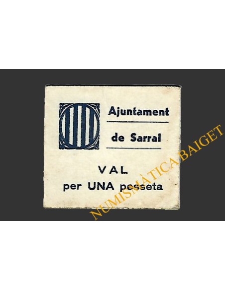 SARRAL (Tarragona) 1 pesseta 1937