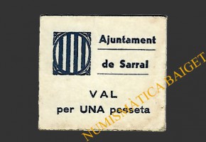 SARRAL (Tarragona) 1 pesseta 1937