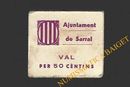SARRAL (Tarragona) 50 cèntims 1937