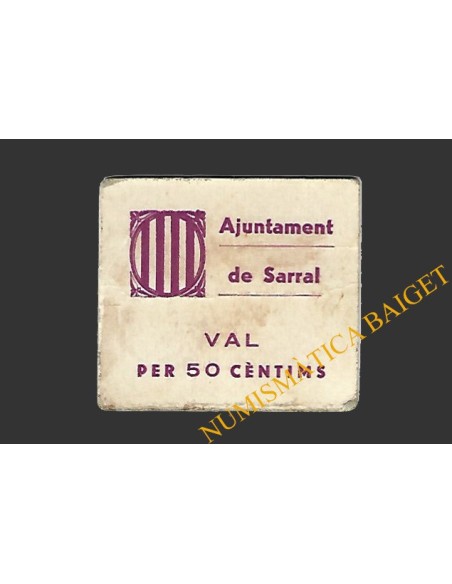 SARRAL (Tarragona) 50 cèntims 1937