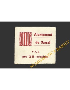 SARRAL (Tarragona) 25 cèntims 1937