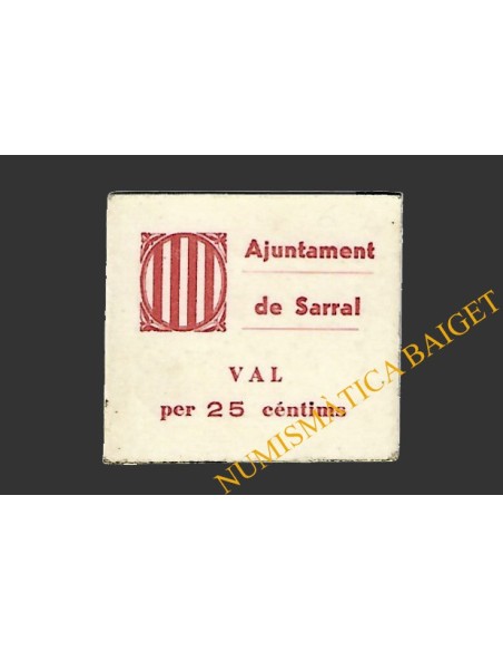 SARRAL (Tarragona) 25 cèntims 1937