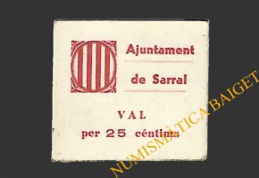 SARRAL (Tarragona) 25 cèntims 1937