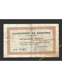 SASSERRA (Barcelona) 1 pesseta 18 de juny del 1937