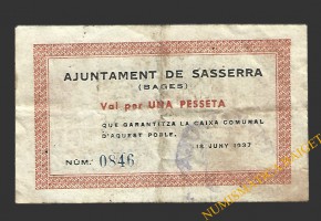 SASSERRA (Barcelona) 1 pesseta 18 de juny del 1937