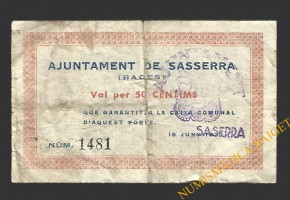 SASSERRA (Barcelona) 50 cèntims 18 de juny del 1937