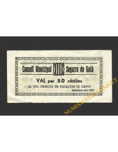 SEGARRA DE GAIÀ (Tarragona) 50 cèntims setembre del 1937