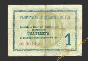SEGÚRIES DE TER (Girona) 1 pesseta maig del 1937