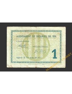 SEGÚRIES DE TER (Girona) 1 pesseta maig del 1937 2