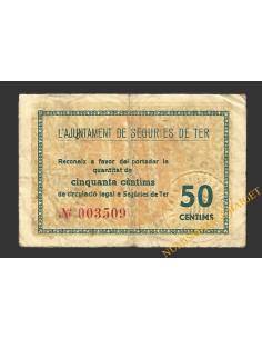 SEGÚRIES DE TER (Girona) 50 cèntims maig del 1937
