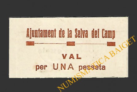 SELVA DEL CAMP, LA (Tarragona) 1 pesseta 26 de maig del 1937