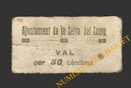 SELVA DEL CAMP, LA (Tarragona) 50 cèntims 26 de maig del 1937