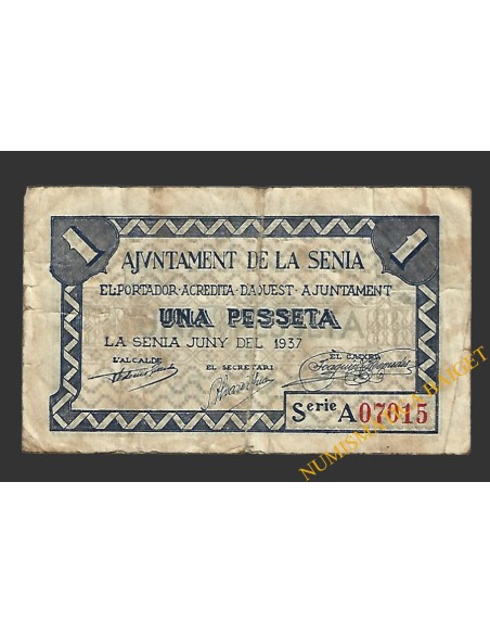 SÉNIA, LA (Tarragona) 1 pesseta juny del 1937