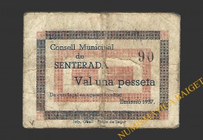 SENTERADA (Lleida) 1 pesseta 1937