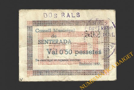 SENTERADA (Lleida) 0'50 pessetes 1937