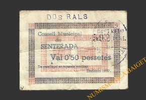 SENTERADA (Lleida) 0'50 pessetes 1937