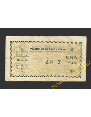 SERRA D'ALMOS (Tarragona) 1 pesseta 3 d'agost del 1937