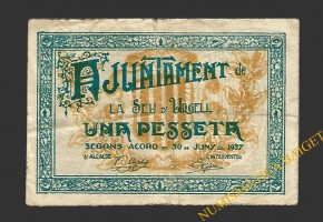 SEU D'URGELL, LA (Lleida) 1 pesseta 30 de juny del 1937