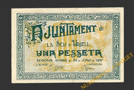 SEU D'URGELL, LA (Lleida) 1 pesseta 30 de juny del 1937