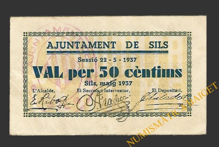 SILS Girona) 50 cèntims 22 de maig del 1937