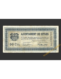 SITGES (Barcelona) 50 cèntims 1 de juny del 1937