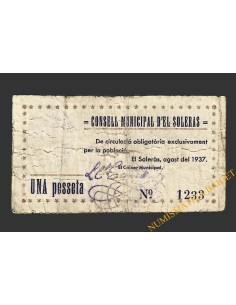 SOLERÀS, EL (Lleida) 1 pesseta agost del 1937