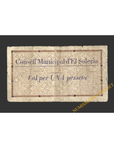 SOLERÀS, EL (Lleida) 1 pesseta agost del 1937