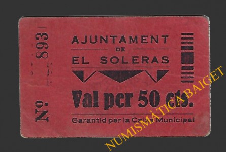 SOLERÀS, EL (Lleida) 50 cèntims 1937