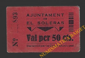 SOLERÀS, EL (Lleida) 50 cèntims 1937