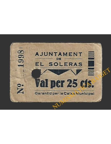 SOLERÀS, EL (Lleida) 25 cèntims 1937