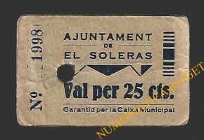 SOLERÀS, EL (Lleida) 25 cèntims 1937