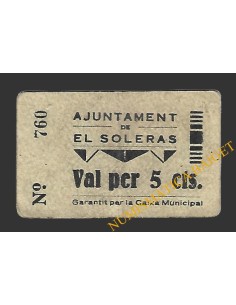 SOLERÀS, EL (Lleida) 5 cèntims 1937