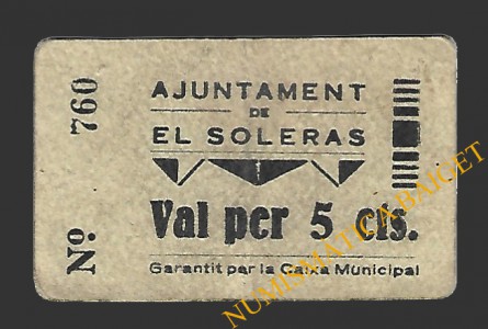 SOLERÀS, EL (Lleida) 5 cèntims 1937