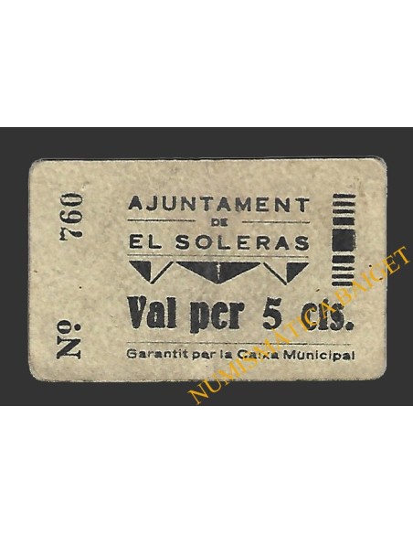 SOLERÀS, EL (Lleida) 5 cèntims 1937