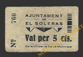 SOLERÀS, EL (Lleida) 5 cèntims 1937