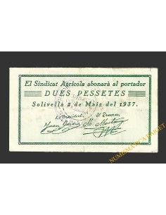 SOLIVELLA (Tarragona) 2 pessetes 2 de maig del 1937
