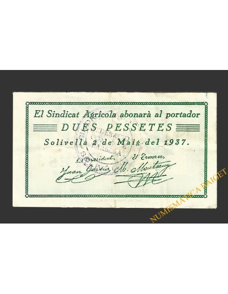 SOLIVELLA (Tarragona) 2 pessetes 2 de maig del 1937